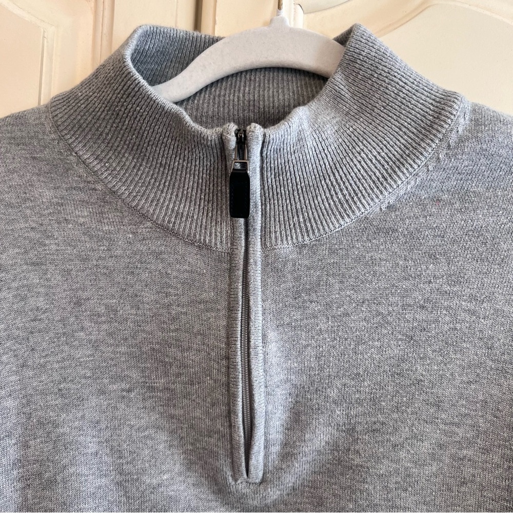Joseph A. Bank Pima Cotton Quarter Zip Business Casual Sweater, Gray, Medium - Picture 10 of 11